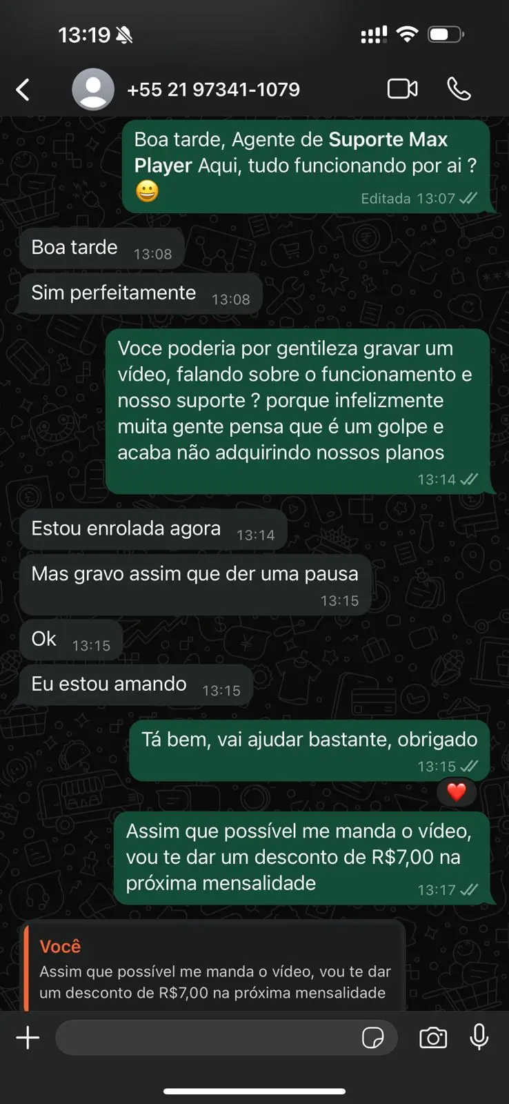 Depoimento de cliente satisfeito